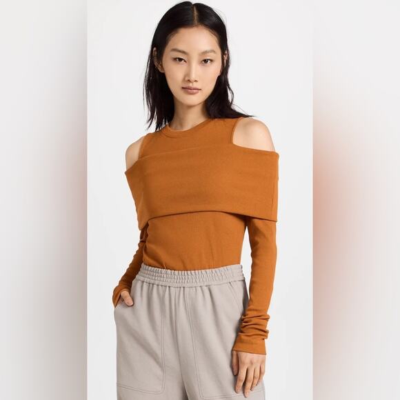 TANYA TAYLOR Sanna Top Caramel Orange Tan Shoulder Cutouts Wraparound Band NEW - Picture 11 of 16